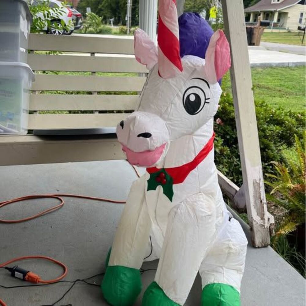 Christmas Inflatable Unicorn Yard Decoration